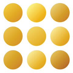 Set of gold Gradient circle Swatches Vector isolated on white background