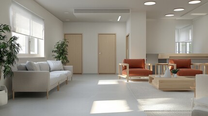 Fototapeta premium Accessible interior for special needs featuring wide doorways and adaptive furniture