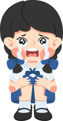 cute sad Crying girl sitting alone