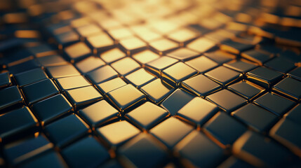Shimmering mosaic of reflective golden tiles
