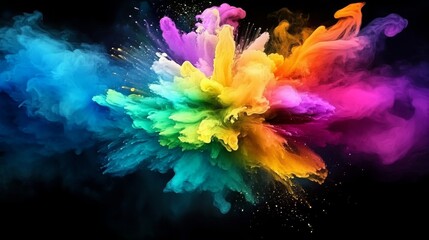 Fototapeta premium Colorful explosion, vivid paint splash, bright abstract art, vibrant cloud, dynamic color burst