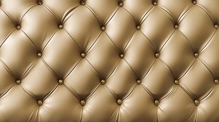Gold Tufted Cushion Pattern, Shiny Upholstery Texture, Decor Design, Luxurious Background, Seamless Elegant Gold Surface