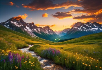 Fototapeta premium breathtaking landscapes captured during adventurous escapes through majestic serene vibrant wilderness, adventure, mountain, valley, nature, beauty, view