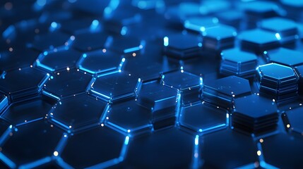 Obraz premium Abstract Blue Hexagon Pattern with Glowing Edges