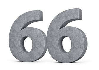 3d Concrete Number Sixty six 66 Digit Made Of Grey Concrete Stone On White Background 3d Illustration