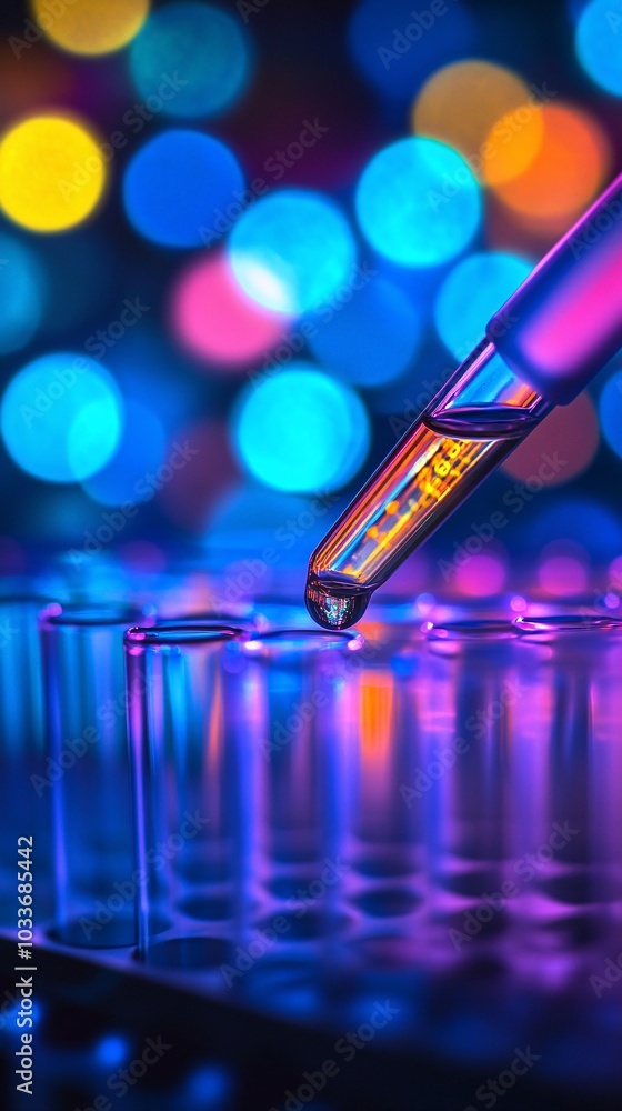 Aufkleber centrifuge and test tubes in a modern research lab used for new medical discoveries against a bright