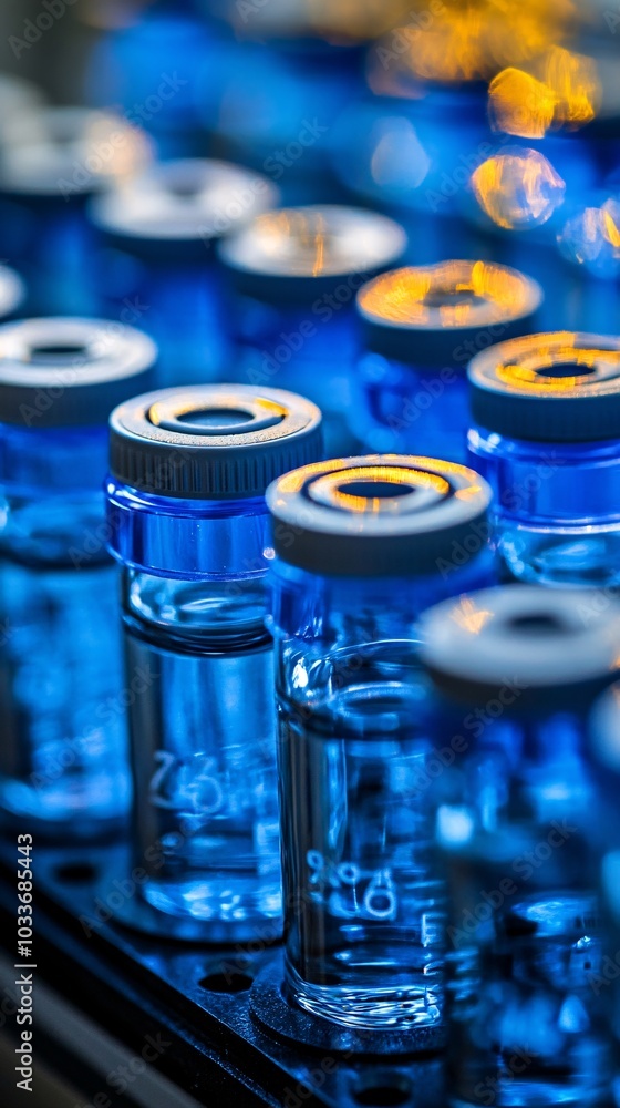 Aufkleber centrifuge and test tubes in a modern research lab used for new medical discoveries against a bright