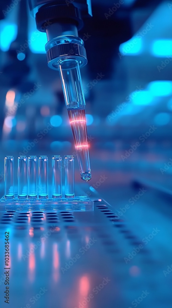 Aufkleber centrifuge and test tubes in a modern research lab used for new medical discoveries against a bright