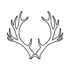 Deer or horn antlers line icon for festive Christmas collage on a transparent background. Vector illustration