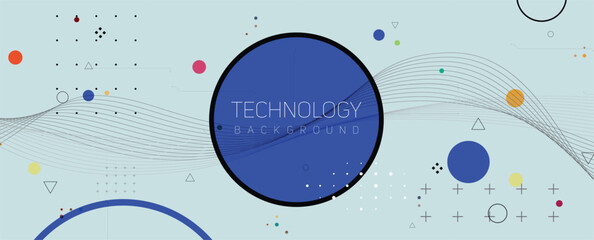 Abstract Geometric Shapes Background Wavy Lines with Blue Circle