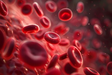 A close up of a bunch of red blood cells
