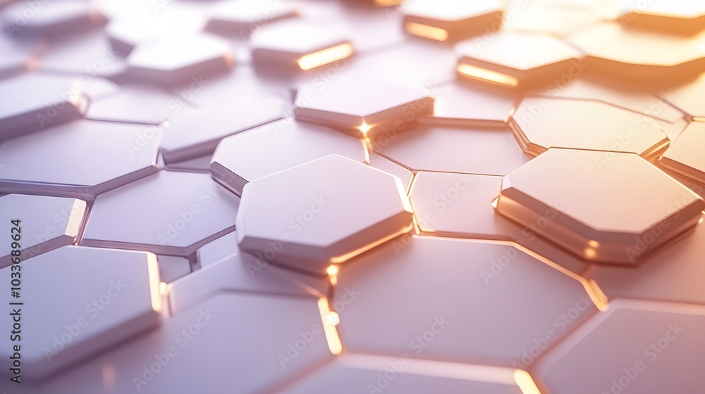 Aufkleber abstract geometric pattern of interlocking hexagons with glowing edges