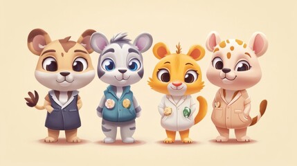 Obraz premium Safari casino app features cute chibi animal mascot designs
