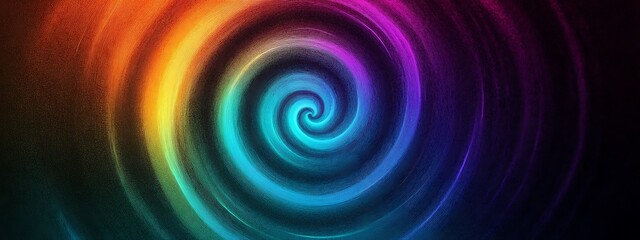 Fototapeta premium Colorful spiral abstract background with orange, red, blue, and purple hues.