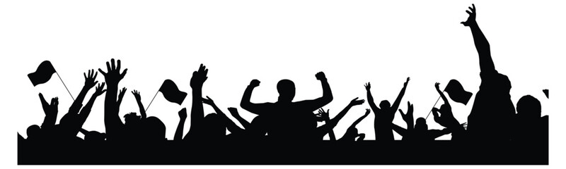 Hands of Business team raised fist air Corporate Celebration victory, success and winning concept.