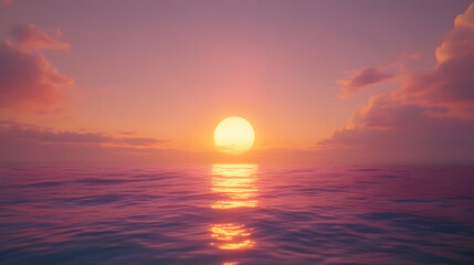 Sunset over ocean with pink clouds