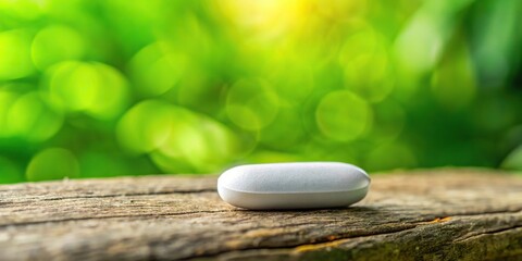 Macro sleeping pill in green background of tree