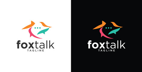 fox logo talk people family together human unity chat bubble vector logo icon