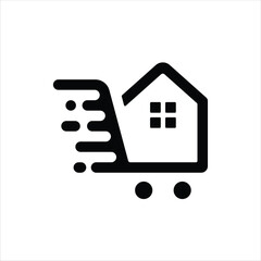 House Building with Shopping Cart Logo Design Inspiration