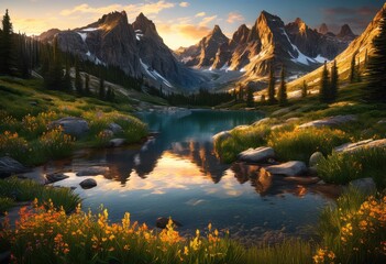 Naklejka premium breathtaking mountain landscapes featuring scenic trails that inspire adventure exploration outdoor enthusiasts, altitude, alpine, backdrop, camping, climb