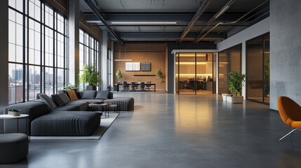 Fototapeta premium Elegant contemporary living room with open layout and stylish furnishings in modern home