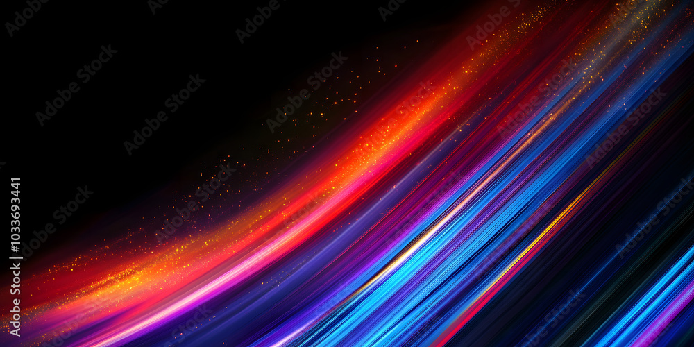 Poster glowing stripes. beautiful flashes of light on a dark background. glowing abstract sparkling backgro