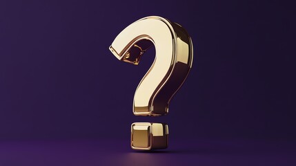 A golden question mark against a purple background.