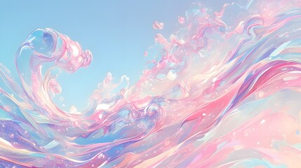 A mesmerizing wave of pastel colors cascading and rippling across the screen in fluid, organic motions, evoking a sense of calm and movement.