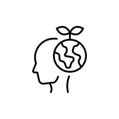 Conservation mind outline icons, minimalist vector illustration ,simple transparent graphic element .Isolated on white background