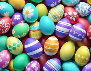Easter colored eggs, painted eggs, Easter holidays, decorative elements
