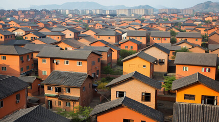 Obraz premium The Collapse of the Chinese Housing Market Causing Mass Unemployment and Economic Stagnation, Representing Widespread Financial and Social Hardships