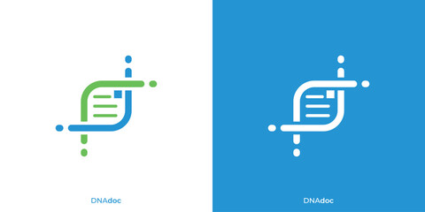 DNA Doc Logo. DNA and Document File with Minimalist Style. Gen Document Logo, Icon, Symbol, Vector, Design Inspiration.