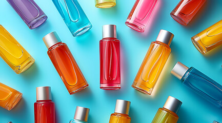 Obraz premium olorful Cosmetic Bottles Arrangement