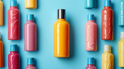 Obraz premium olorful Cosmetic Bottles Arrangement