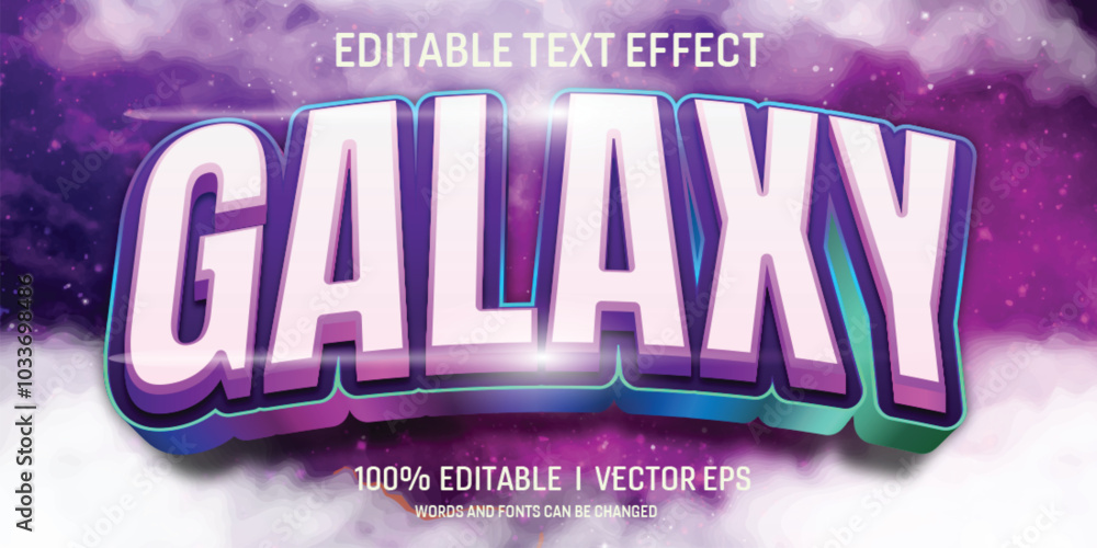 Aufkleber editable galaxy vector 3d text effect with modern style design