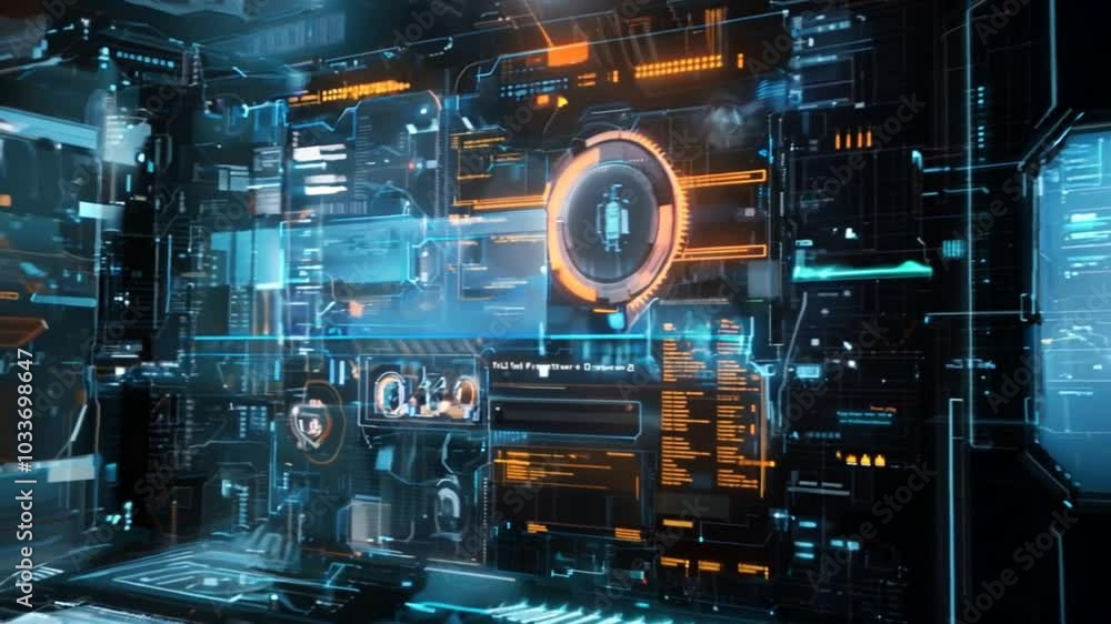 Poster AI controls various systems in the cyber world, security systems Emphasis on presenting cutting-edge technology and AI challenges