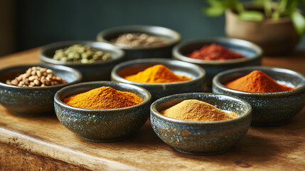 Spice-Themed Magazine Corner with Colorful Bowls