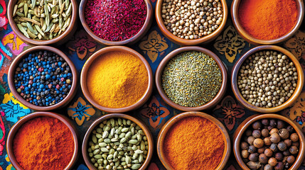 Spice-Themed Magazine Corner with Colorful Bowls