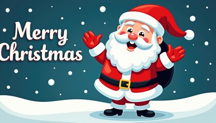 cute cartoon santa with text merry christmas