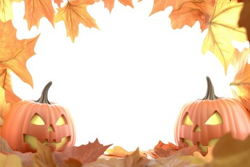 3D pumpkins and leaves