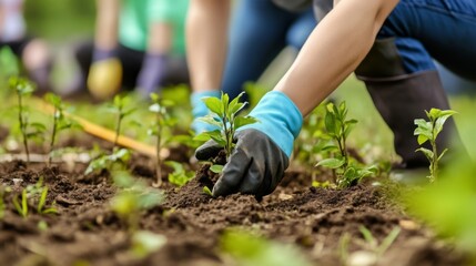 Fototapeta premium Planting Trees: A Symbol of Hope for the Environment