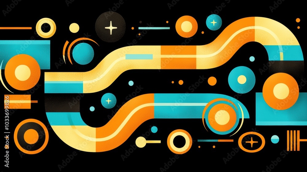Poster abstract colorful geometric shapes and lines design