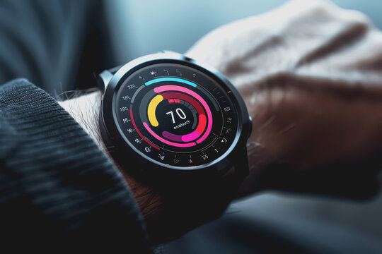 Smartwatch with various health tracking features The interface is detailed and easy to use.