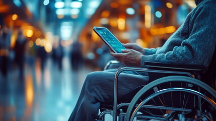 Assistive Technology for Cognitive Disabilities - A patient using assistive technology, such as a communication board or adaptive app, in a healthcare setting, supporting those wit