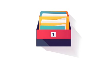 Colorful Folders in a Locked Box   Data Security Concept