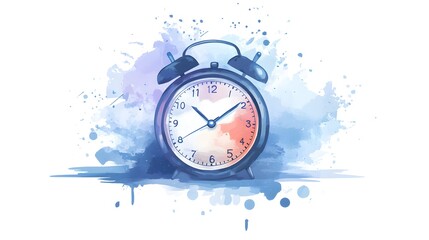 Watercolor Alarm Clock with Blue and Purple Splashes