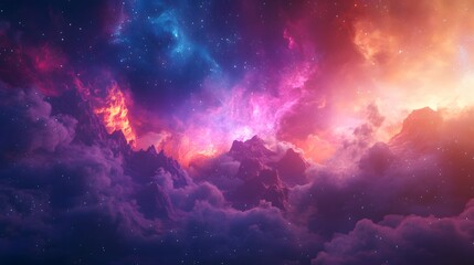 Obraz premium A Cosmic Landscape with Mountains and Nebulae
