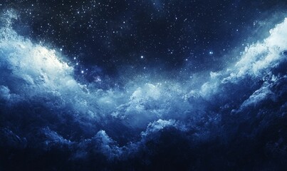 Naklejka premium Starry night sky above stormy sea.