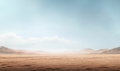 Fototapeta premium A vast desert plain with mountains in the distance.