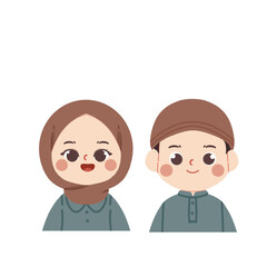 Illustration of a Muslim girl and boy for Eid envelope design